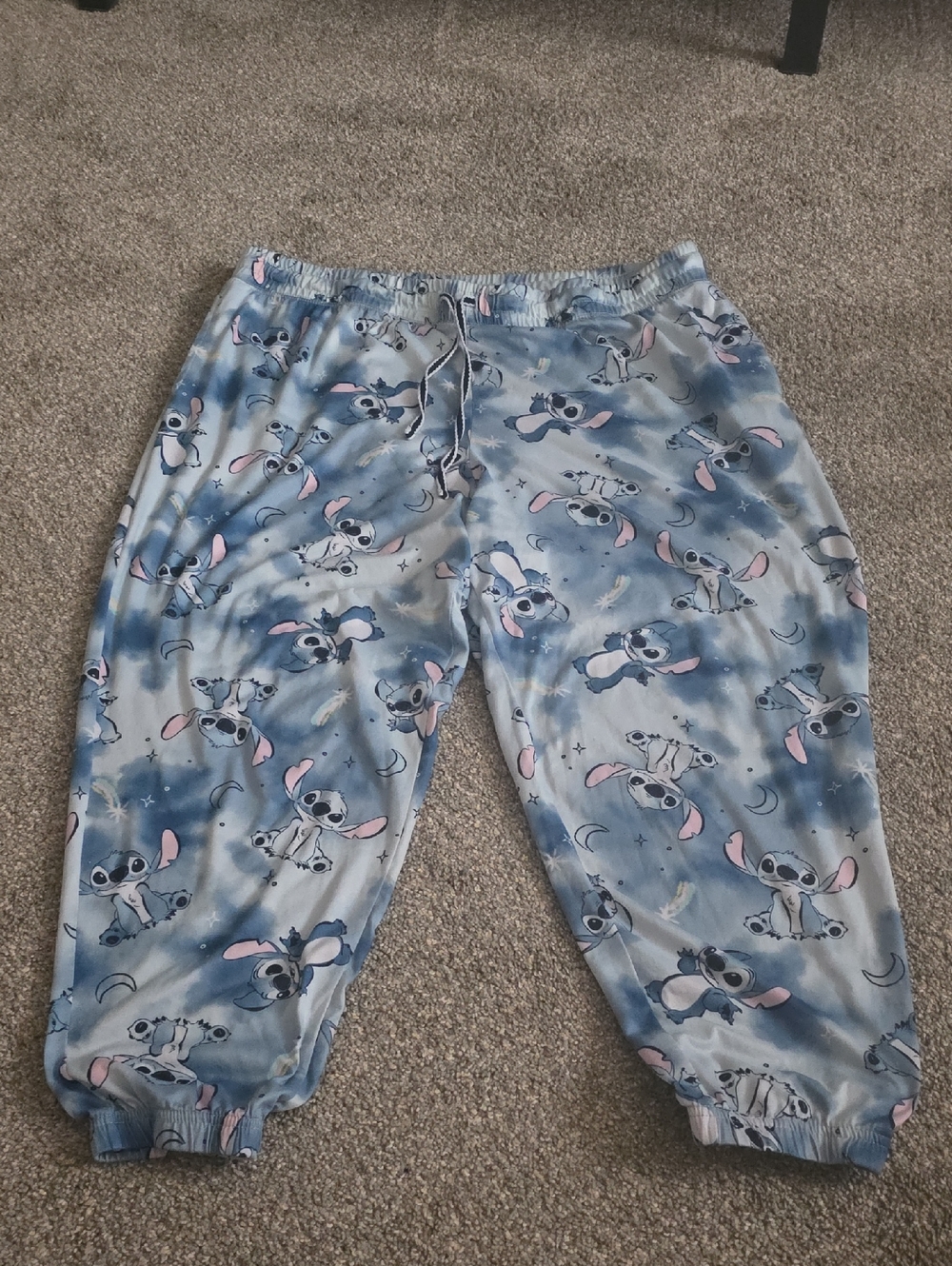 Disney Light Blue Stitch Cartoon-Print Pajama Joggers